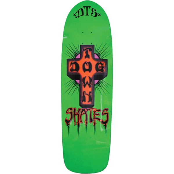 Dogtown Skateboards Bigger Boy Neon Green / Orange Old School Skateboard Deck - 9.52" x 32.36"