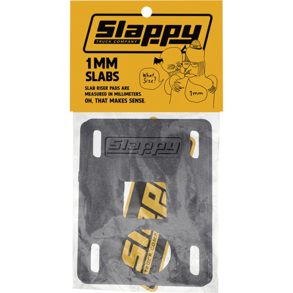 Slappy Truck Company Low Slabs Black Skateboard Hard Risers - Set of Two (2) - 1mm