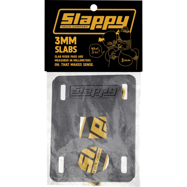 Slappy Truck Company Low Slabs Black Skateboard Hard Risers - Set of Two (2) - 3mm