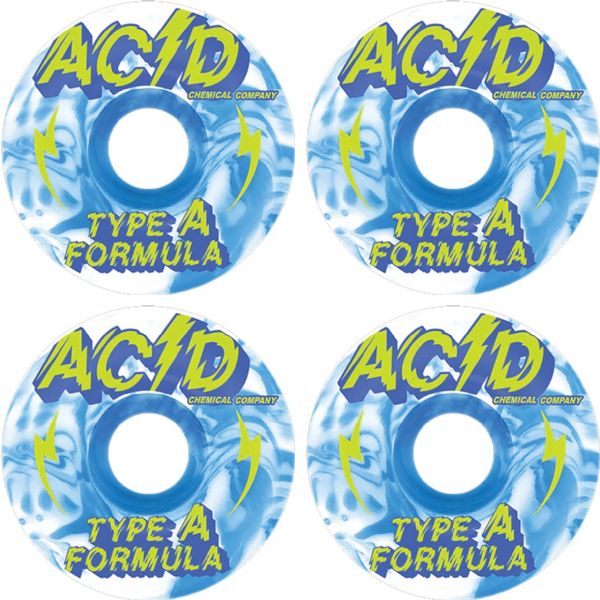 Acid Chemical Wheels Type A Sidecut Power Blue / White Skateboard Wheels - 53mm 99a (Set of 4)