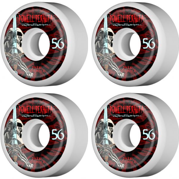 Powell Peralta Ray Rodriguez Skull & Sword White Skateboard Wheels - Park Formula - 56mm 103a (Set of 4)