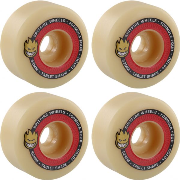 Spitfire Wheels Formula Four Tablets Natural / Red Skateboard Wheels - 52mm 101a (Set of 4)