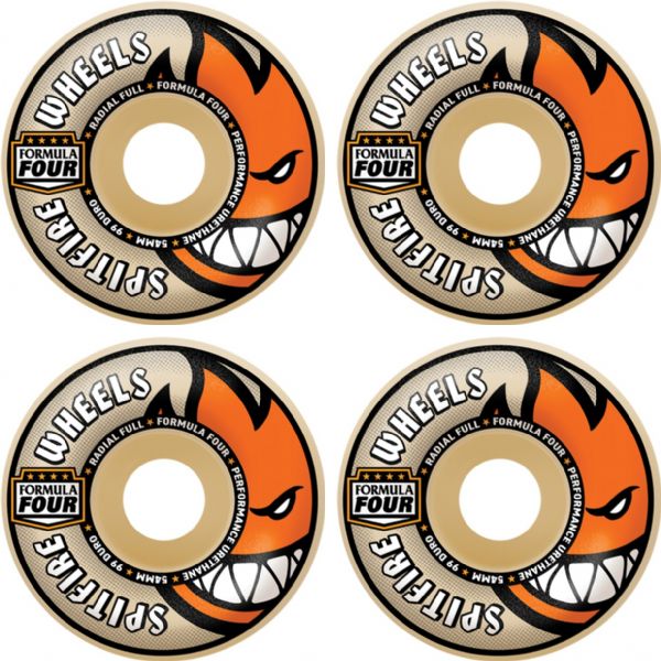 Spitfire Wheels Formula Four Radial Full Natural / Orange Skateboard Wheels - 60mm 99a (Set of 4)