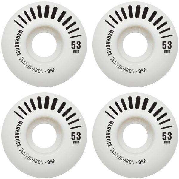 Warehouse Street Vents White Skateboard Wheels - Clearance Pricing - 53mm 99a (Set of 4)