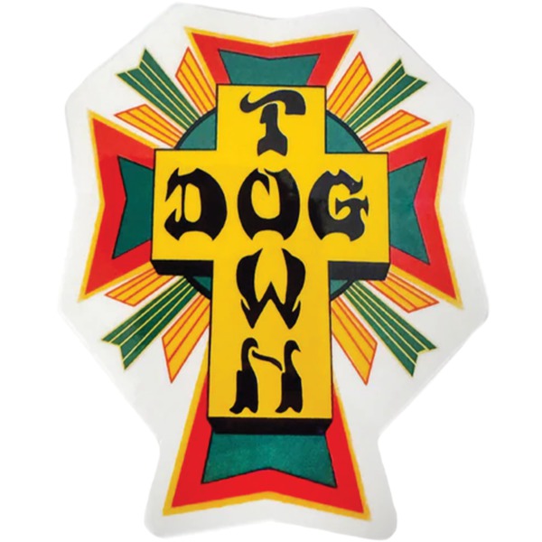Dogtown Skateboards 80's Cross Logo Rasta Skate Sticker