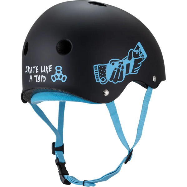 Triple 8 Skateboard Pads Certified Sweatsaver Skate Like A Girl Black Skate Helmet CPSC Certified - S/M 21" - 22.5"