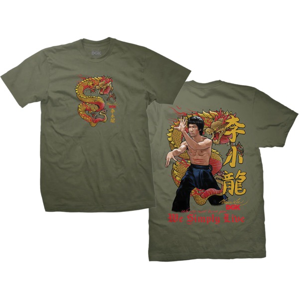 DGK Skateboards Bruce Lee Lil' Dragon Military Green Men's Short Sleeve T-Shirt - X-Large