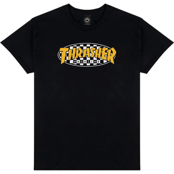 Thrasher Magazine Checkered Oval Black Men's Short Sleeve T-Shirt - Small