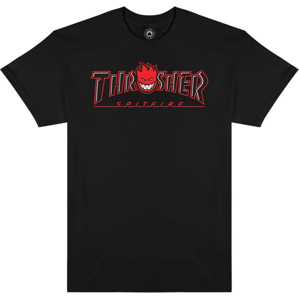 Thrasher Magazine Spitfire Bighead Outline Black Men's Short Sleeve T-Shirt - Large