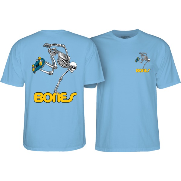 Powell Peralta Sk8board Skeleton Carolina Blue Youth T-Shirts - Large