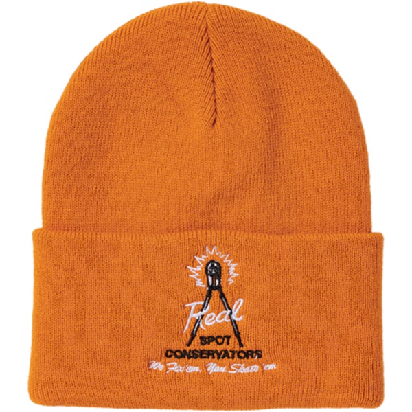 Real Skateboards Spot Conservators Orange Beanie Hat - One size fits most